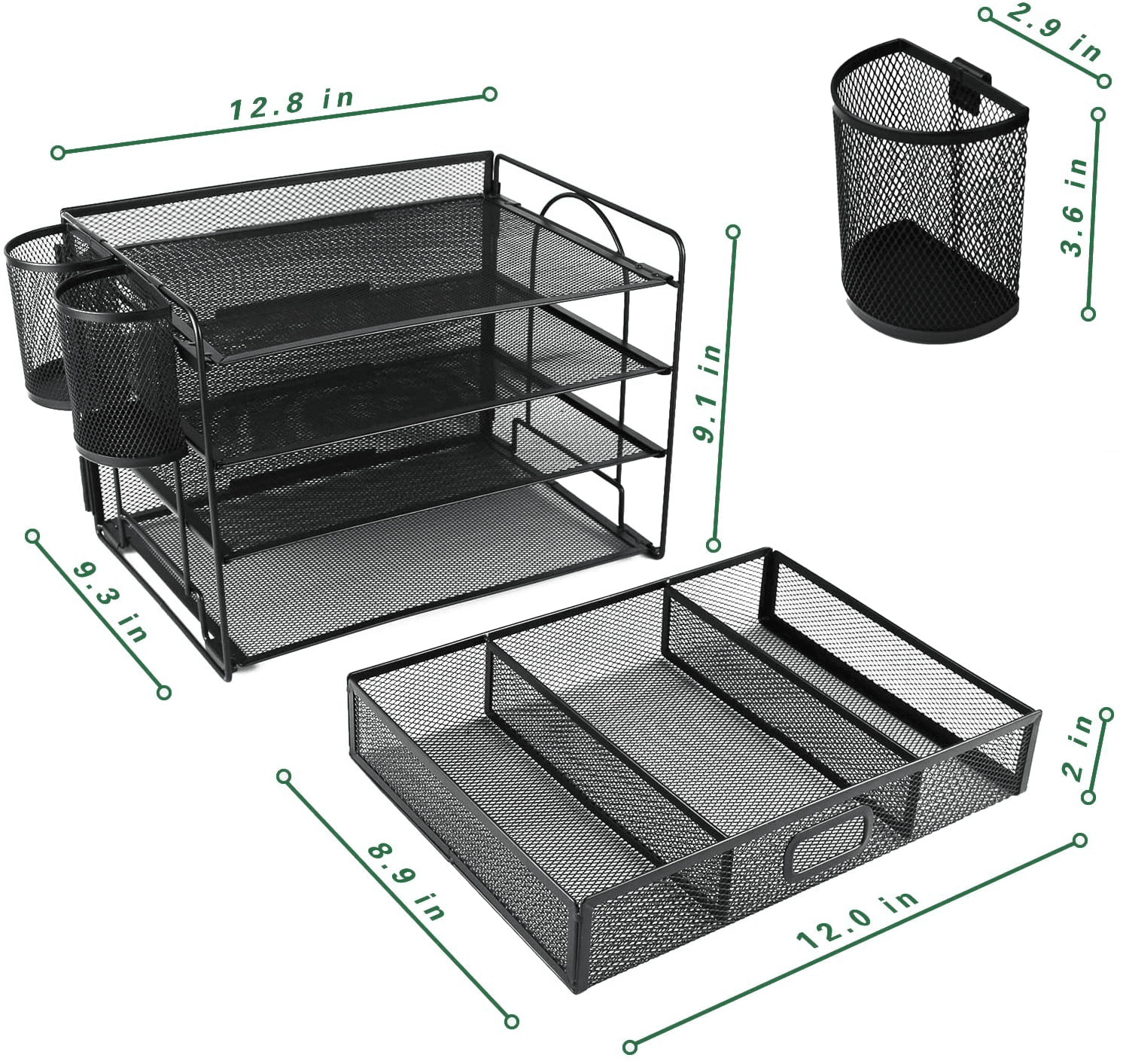 Mesh Office Supplies Paper File Organizer for Desk with Pen Holder Notebook New