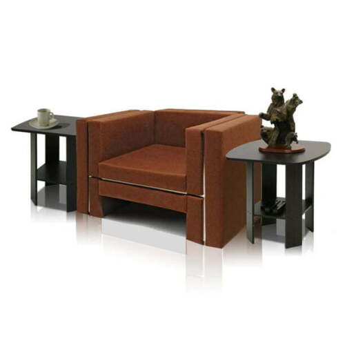 Modern End Side Table w/ Bottom Storage Shelf Living Room Bedroom Espresso 2Pc