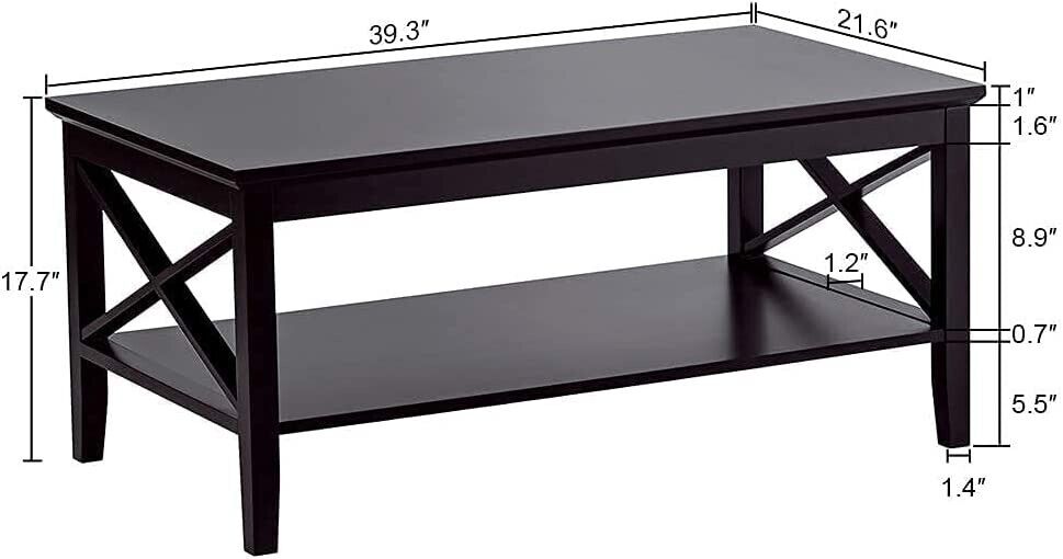 Oxford Coffee Table With Thicker Legs Black Wood Coffee Table With Storage