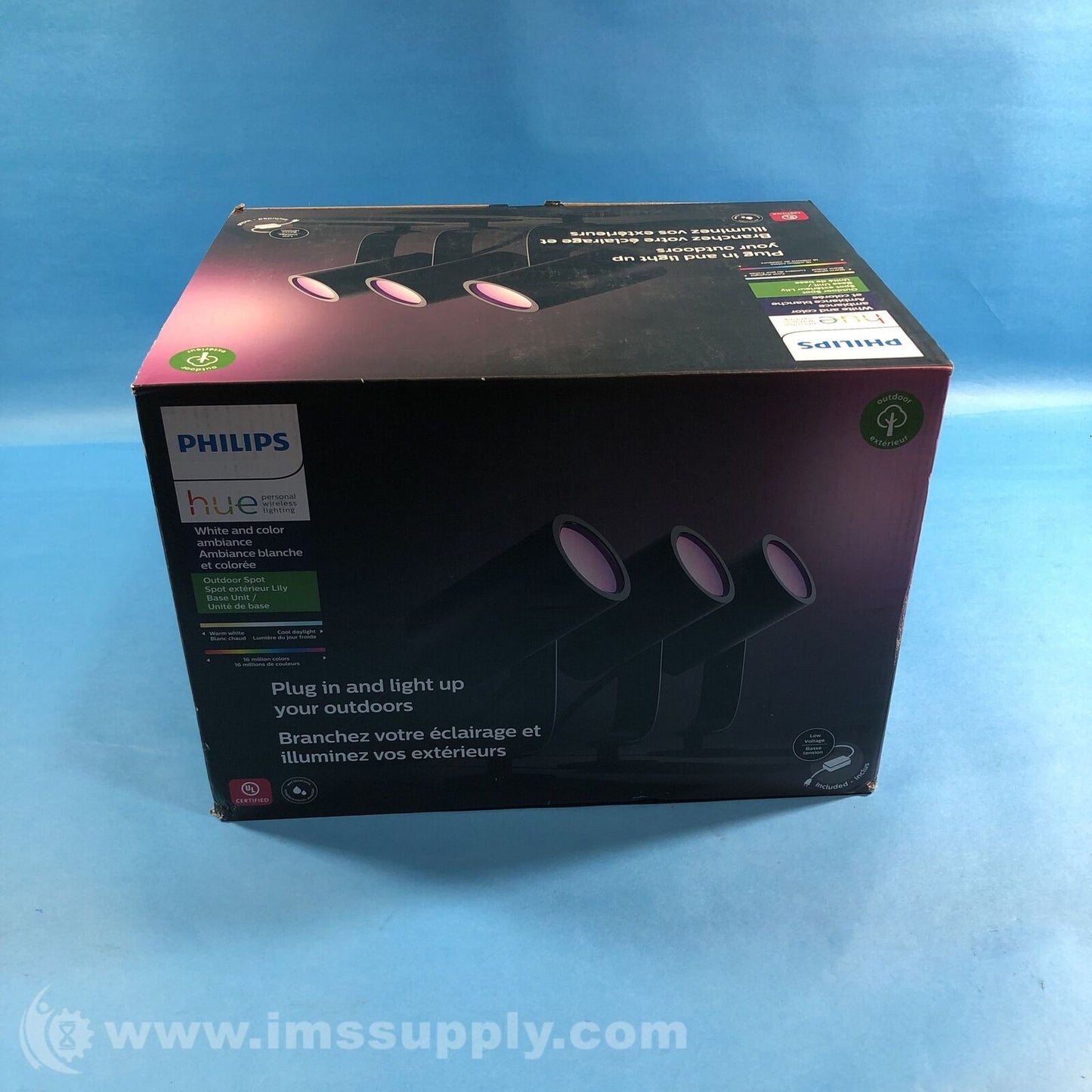 Philips Hue 1746730V7 49W Lily White and Color Outdoor Spot Light Base Kit