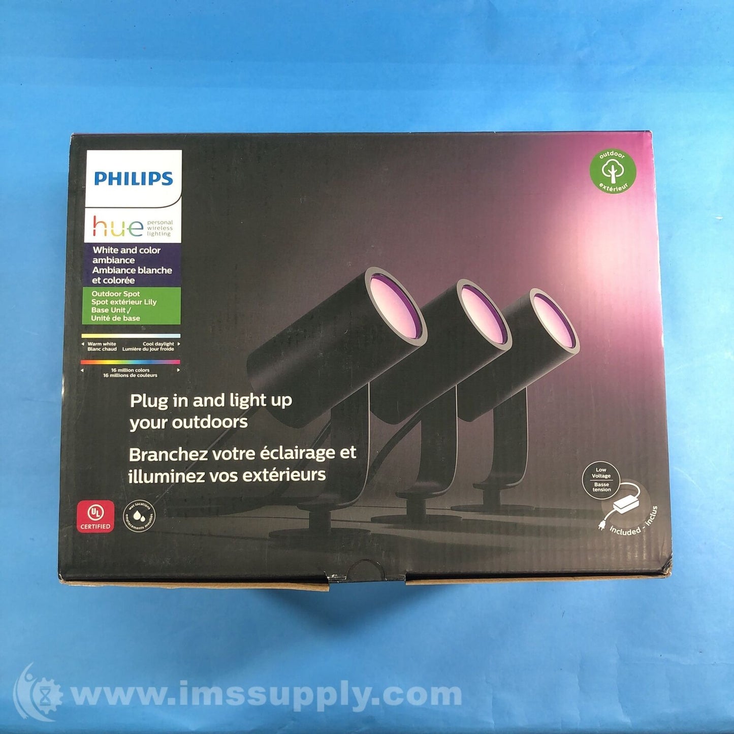 Philips Hue 1746730V7 49W Lily White and Color Outdoor Spot Light Base Kit