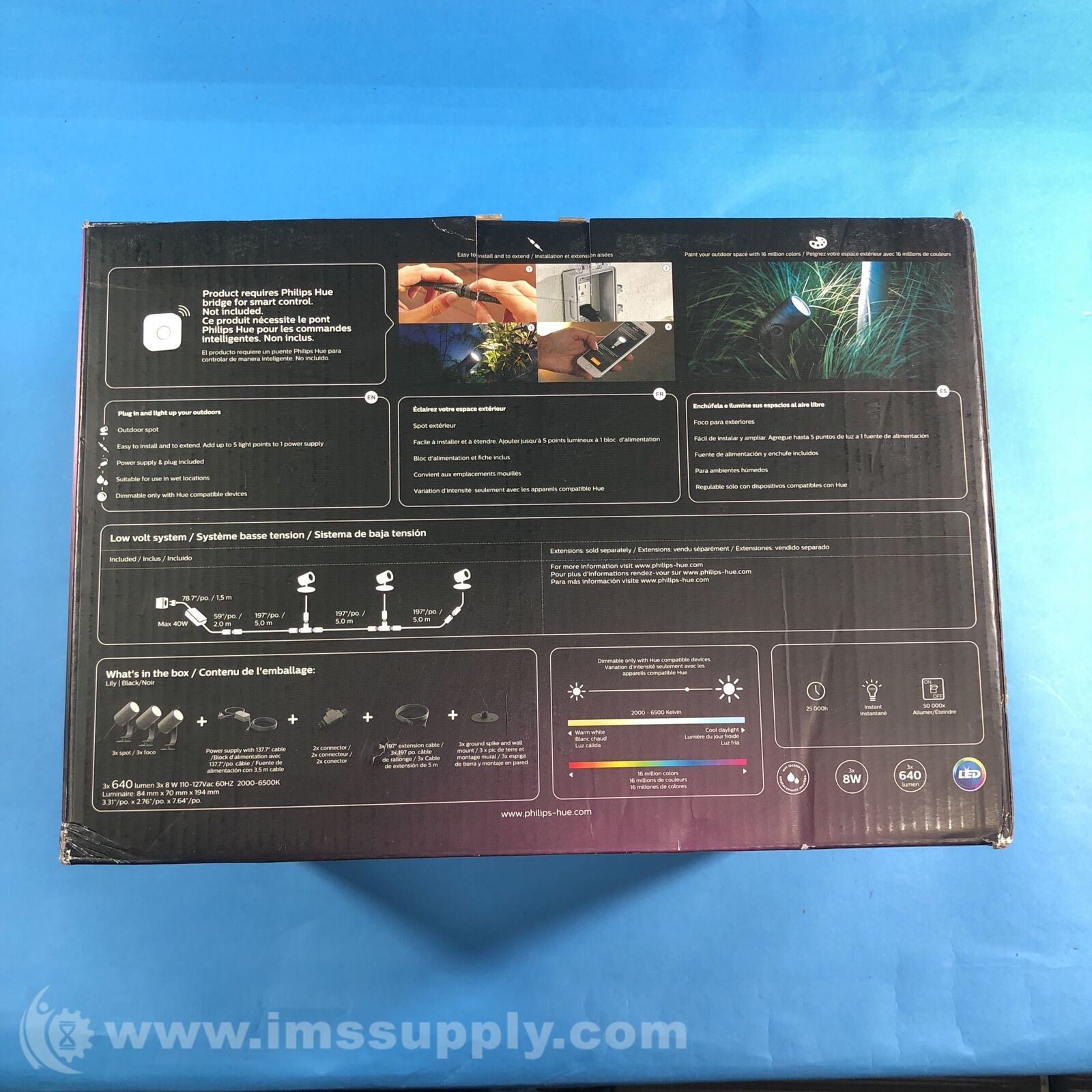 Philips Hue 1746730V7 49W Lily White and Color Outdoor Spot Light Base Kit