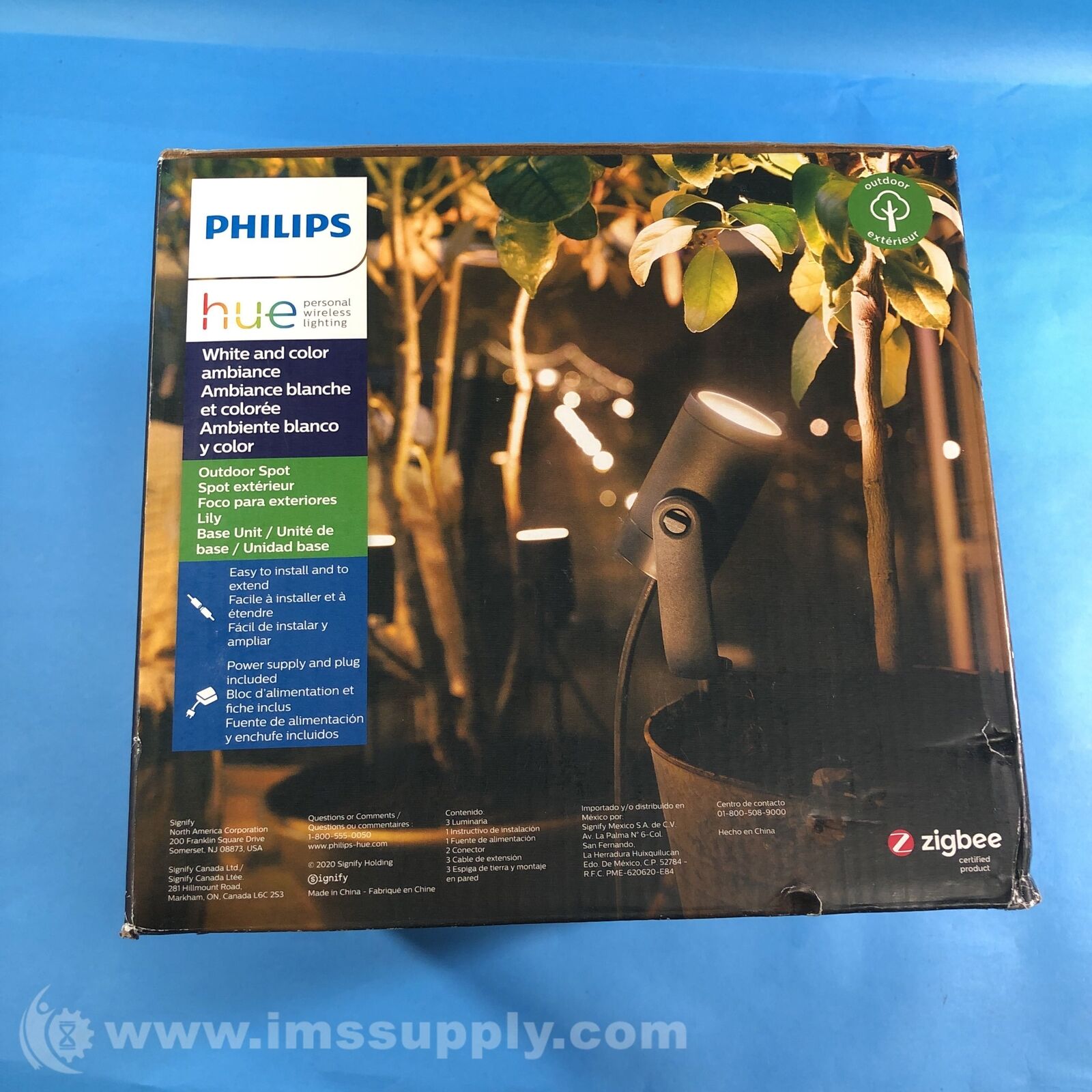 Philips Hue 1746730V7 49W Lily White and Color Outdoor Spot Light Base Kit