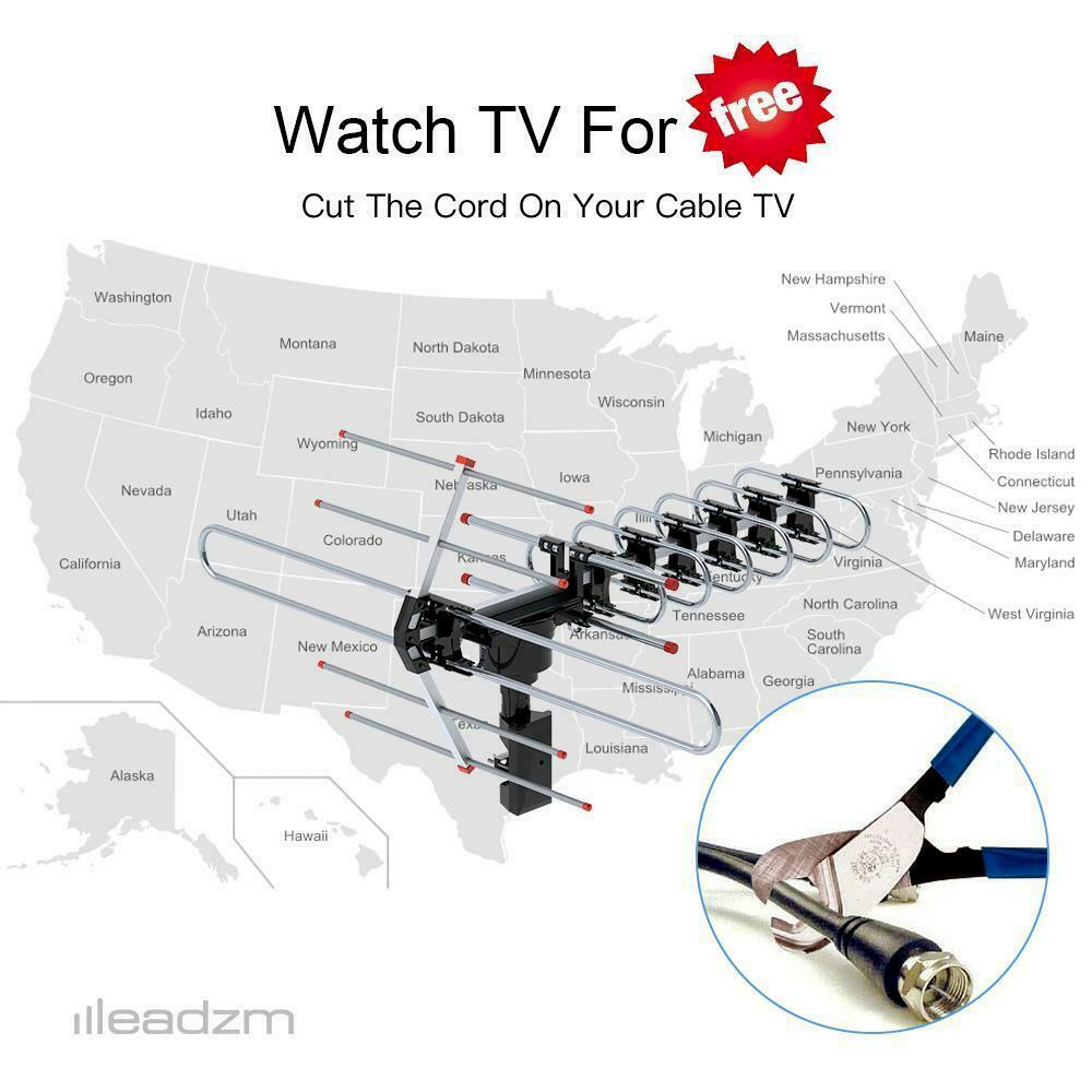 990 Miles uhd 4k outdoor Amplified Digital TV Antenna Long Range VHF UHF