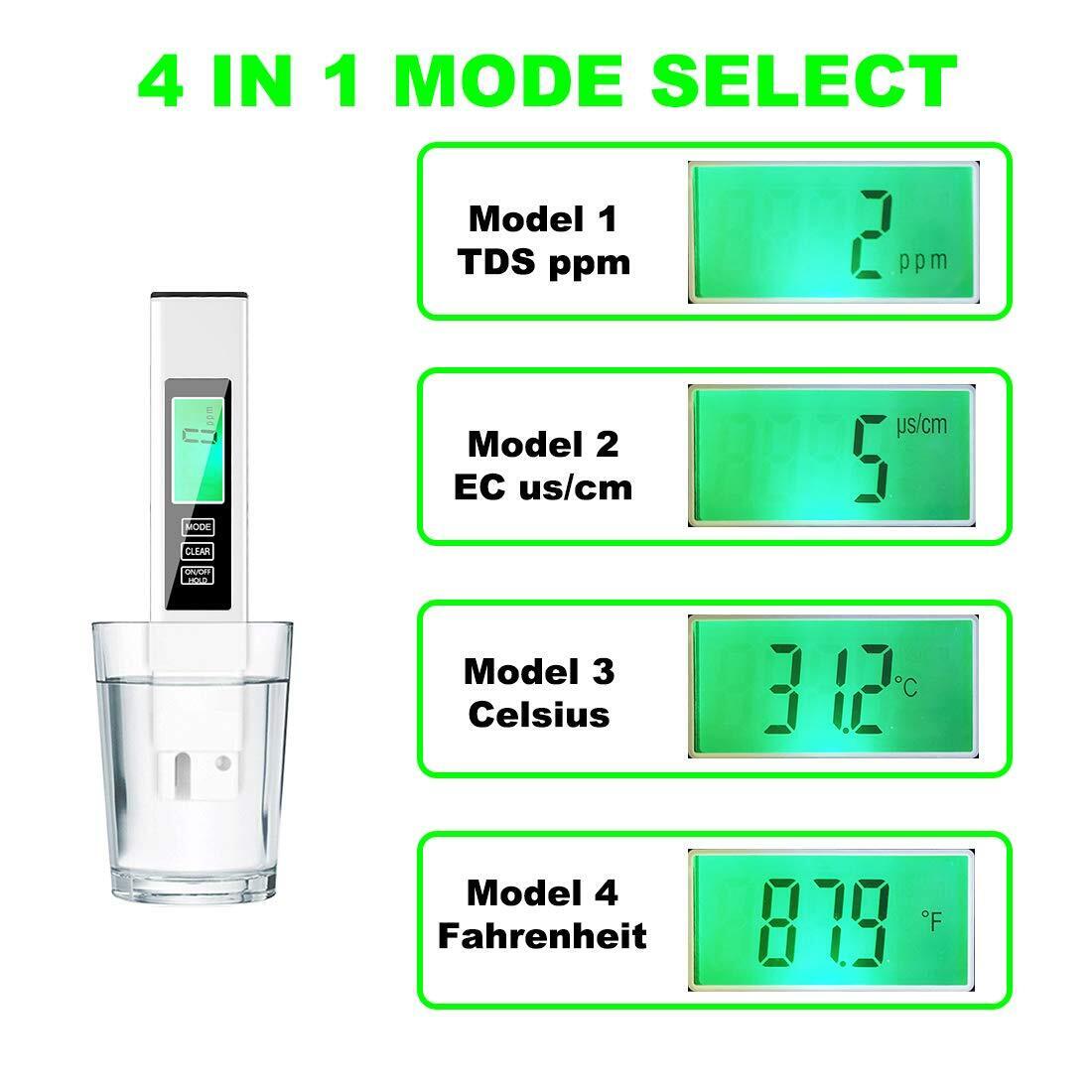 Digital Water Tester Quality Purity Test Tester 4in1 TDS PPM