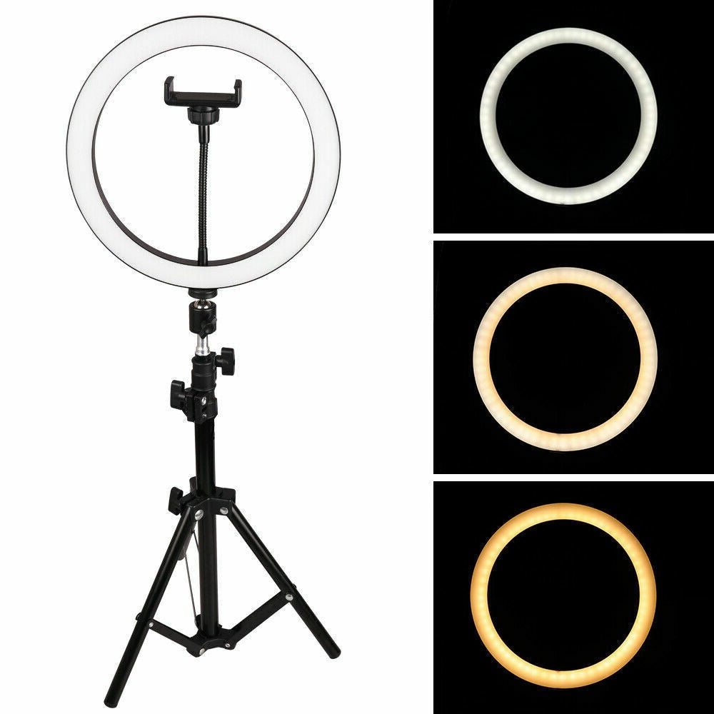 Selfie LED Light 10" Ring Fill Light w/Stand & Mount Kit for Camera Phone