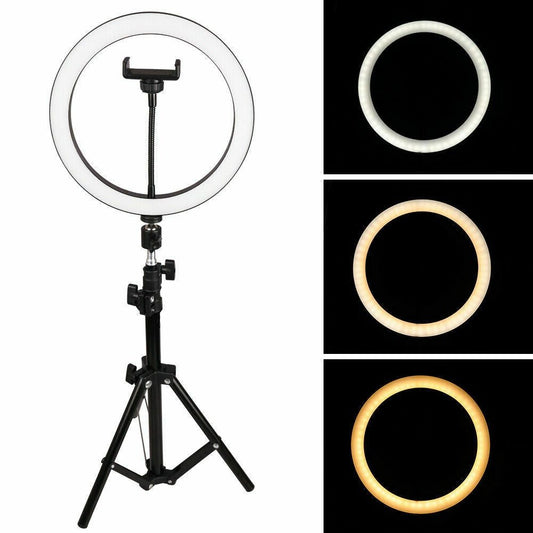 Selfie LED Light 10" Ring Fill Light w/Stand & Mount Kit for Camera Phone
