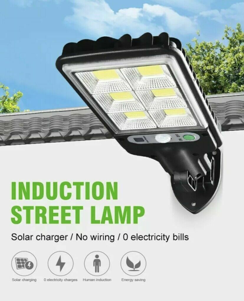 600W LED Solar Flood Light Motion Sensor Security Outdoor Wall Street Lamp