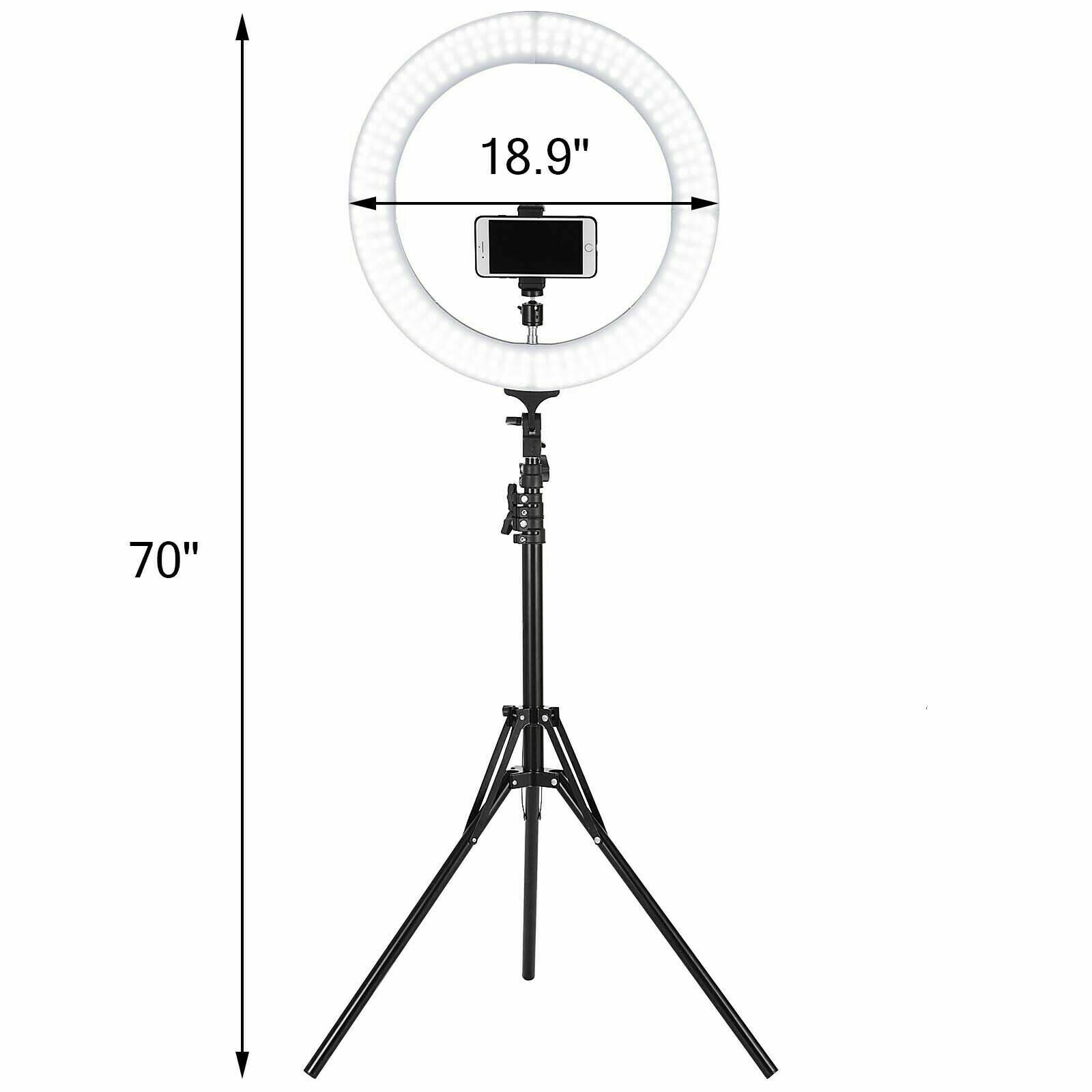 Selfie Ring Light Kit with Stand Dimmable 6000K for Makeup Phone Camera 18" LED SMD