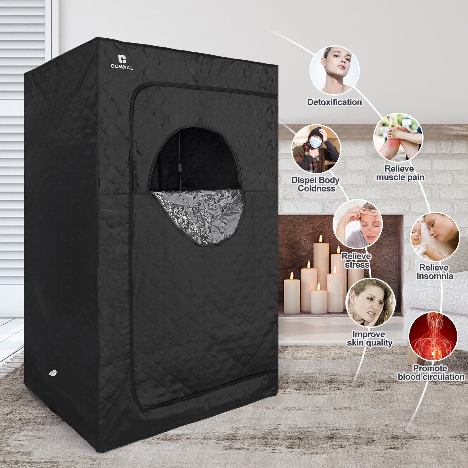Portable Steam Sauna Heated Home Spa Detox Therapy 2.6L 1000W