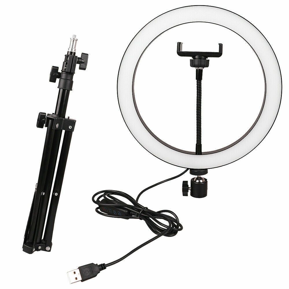 Selfie LED Light 10" Ring Fill Light w/Stand & Mount Kit for Camera Phone