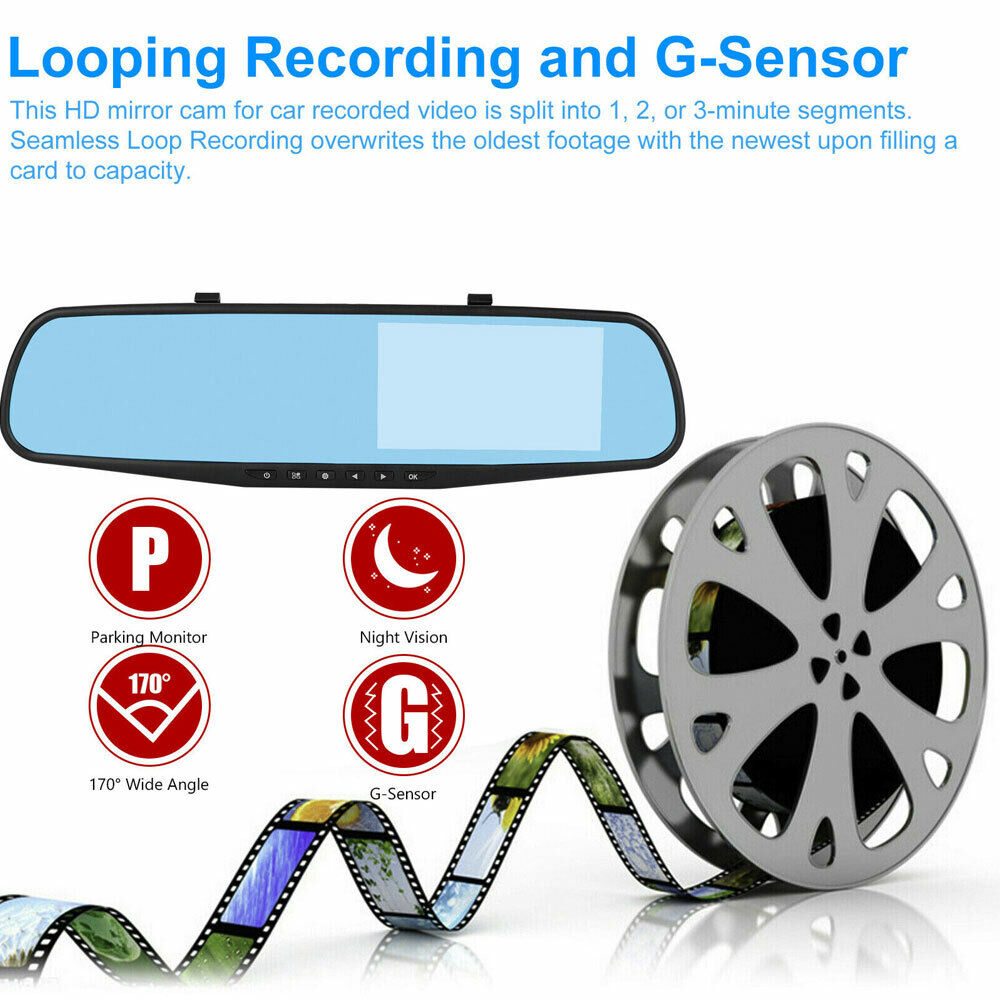 Rearview Mirror Car DashCam DVR Dual Dash Cam