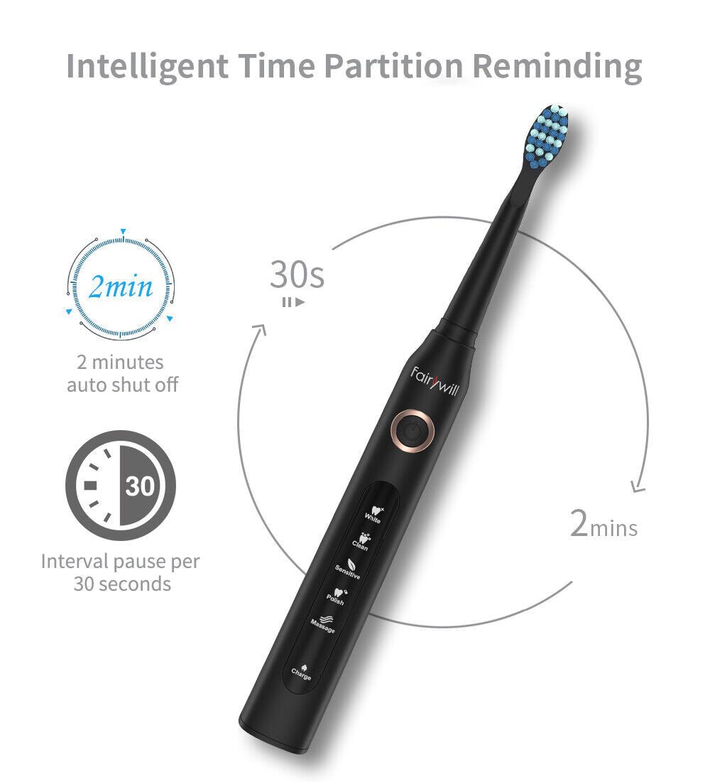Professional Electric Toothbrush with 8x Heads Kit Waterproof