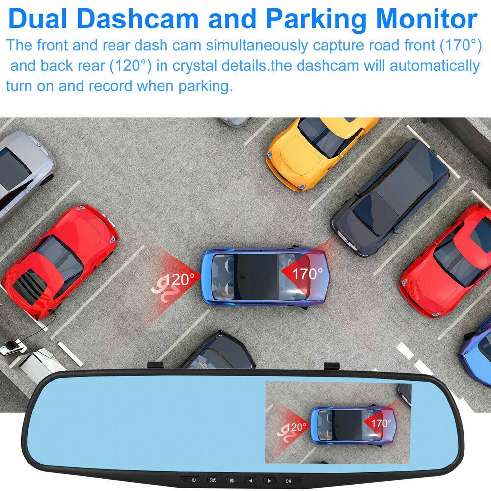 Rearview Mirror Car DashCam DVR Dual Dash Cam