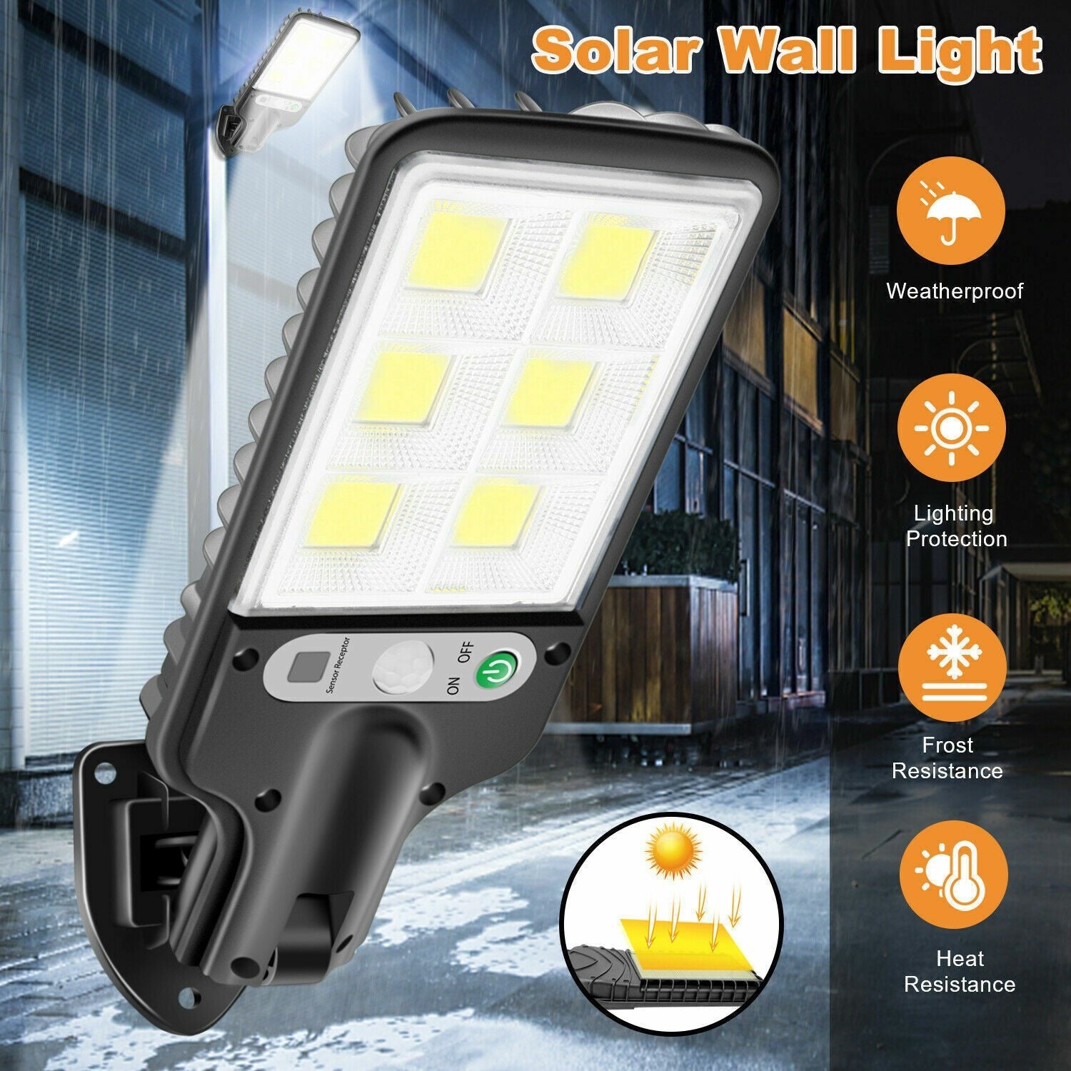 600W LED Solar Flood Light Motion Sensor Security Outdoor Wall Street Lamp