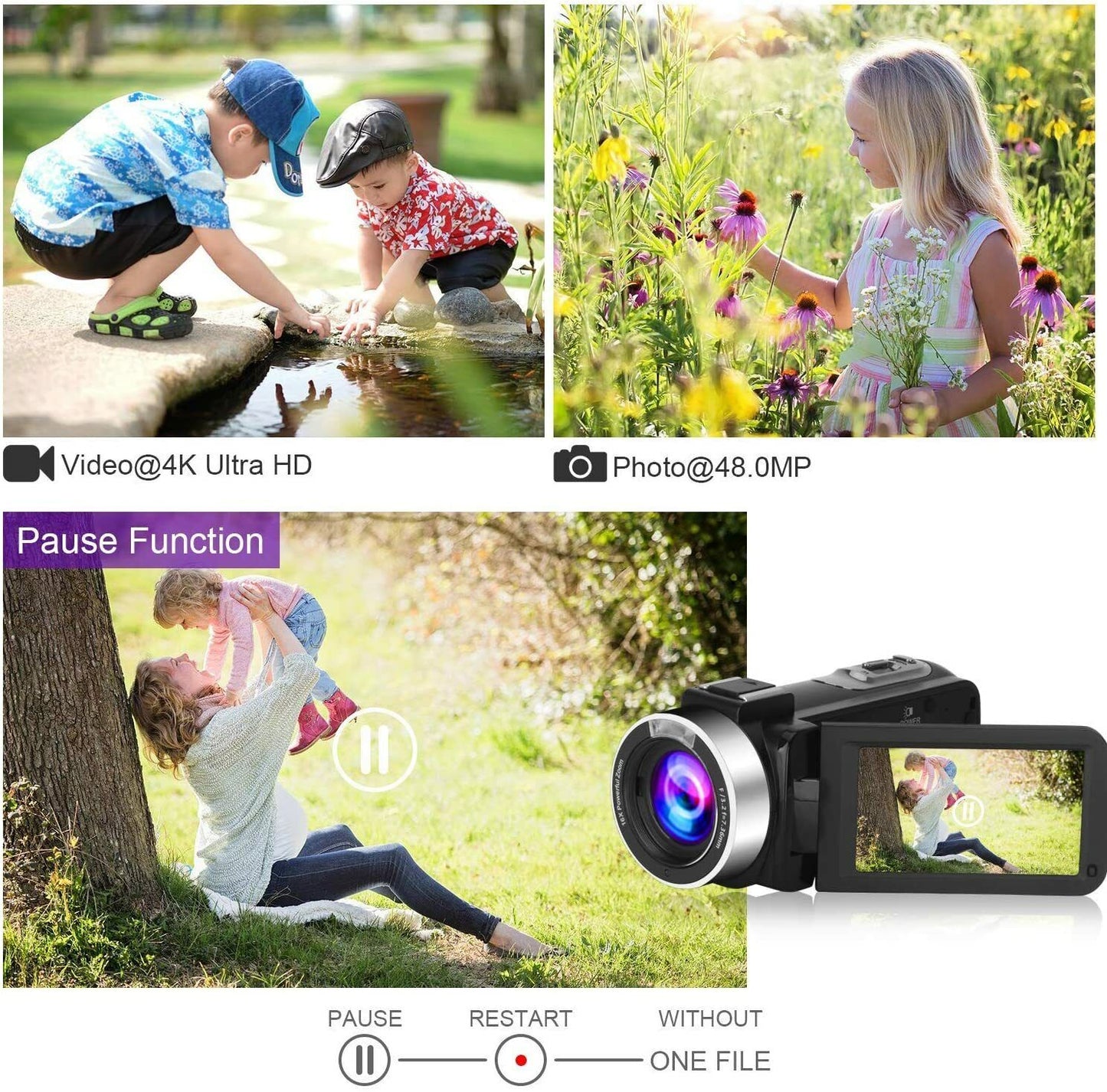 Professional Video Camcorder Ultra HD 4K 48MP