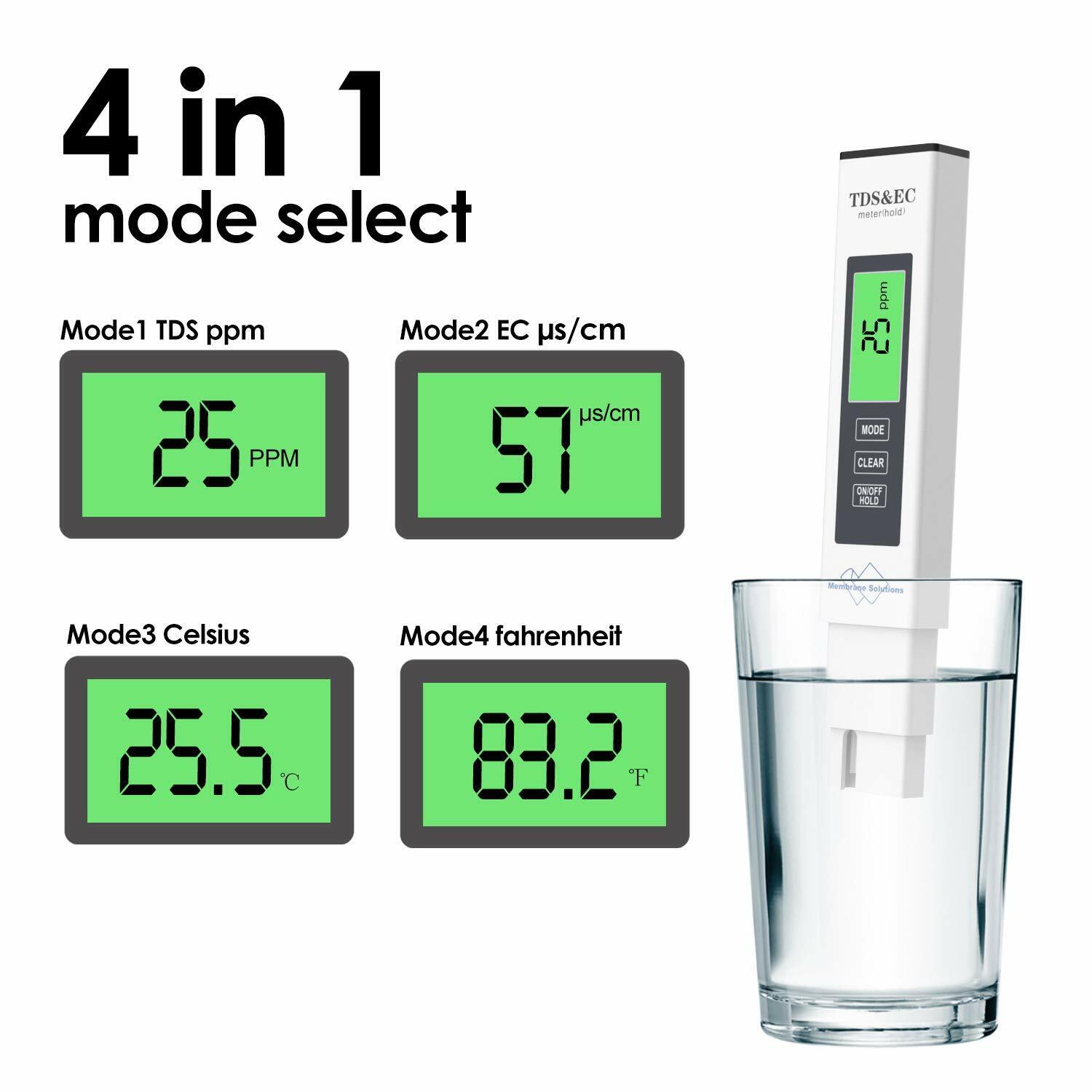 Digital Water Tester Quality Purity Test Tester 4in1 TDS PPM