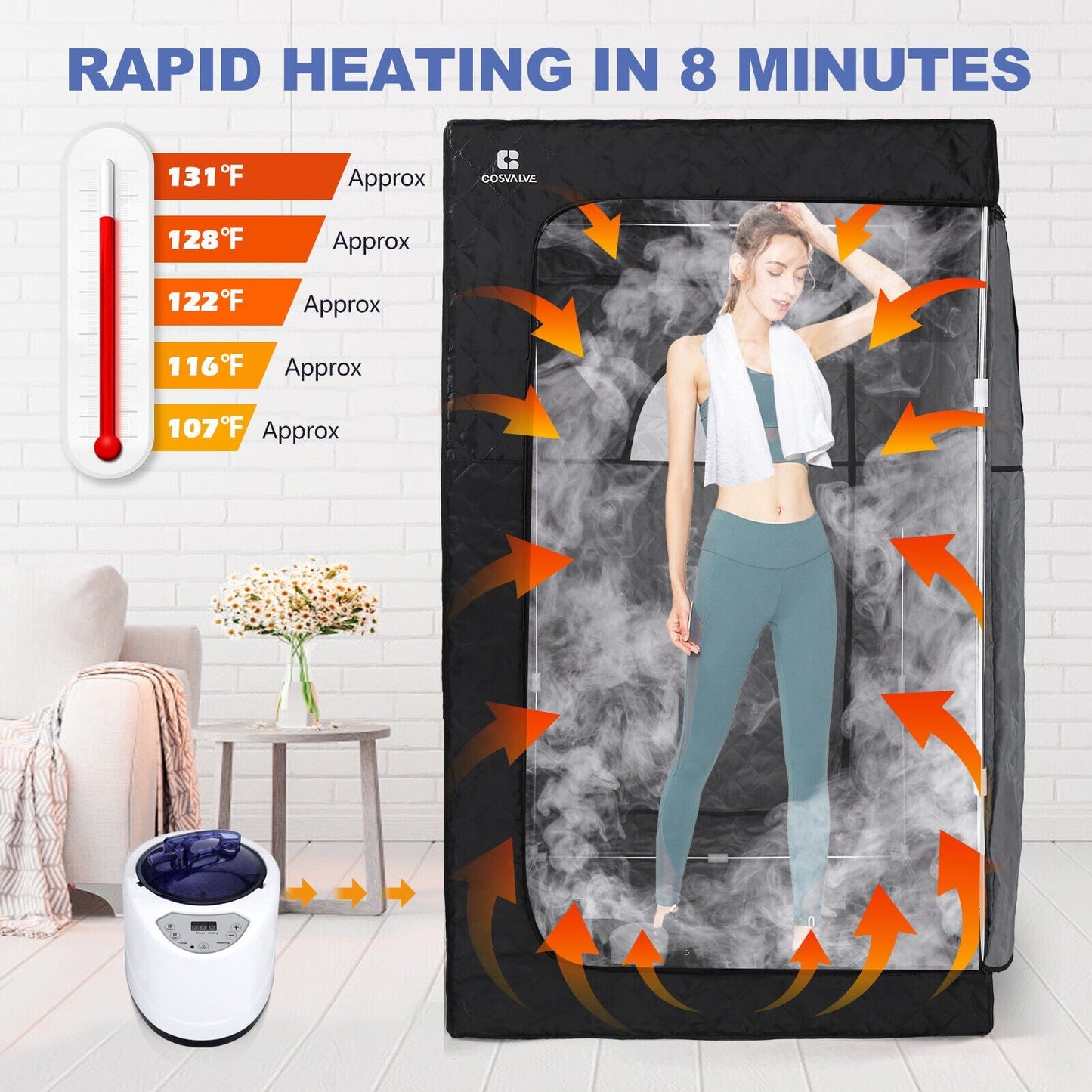 Portable Steam Sauna Heated Home Spa Detox Therapy 2.6L 1000W