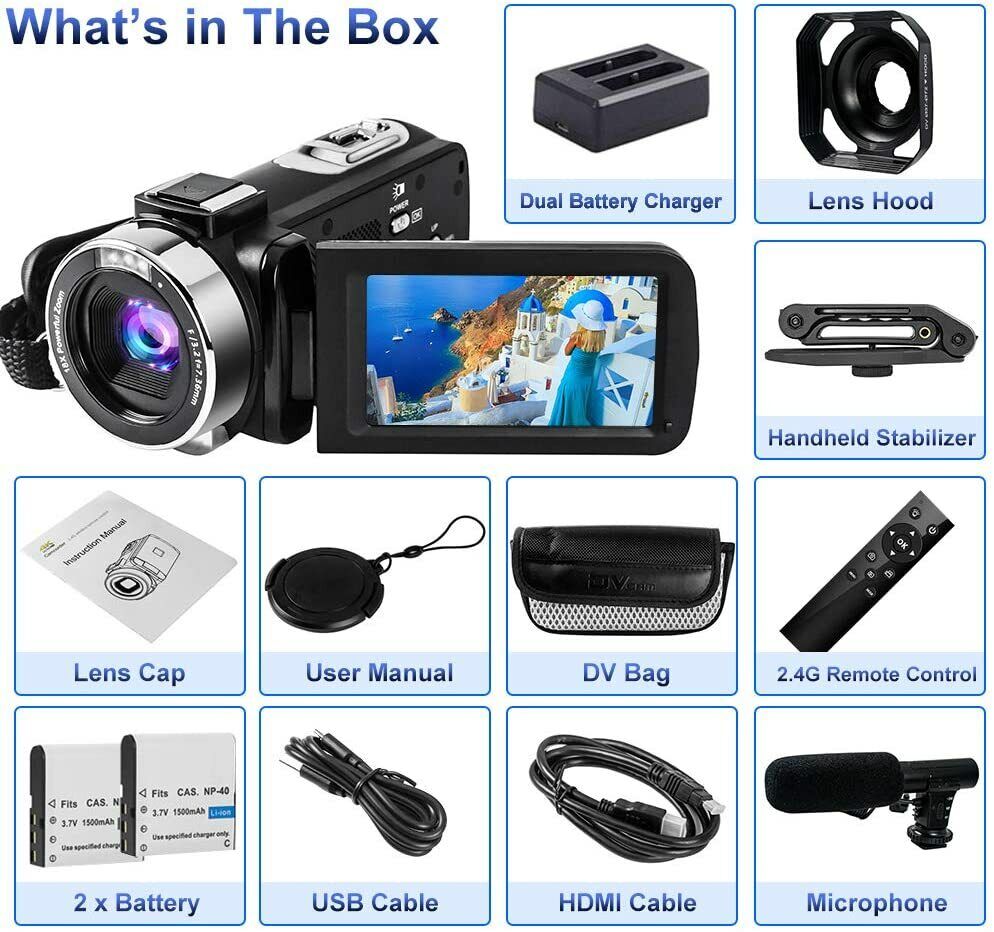 Professional Video Camcorder Ultra HD 4K 48MP