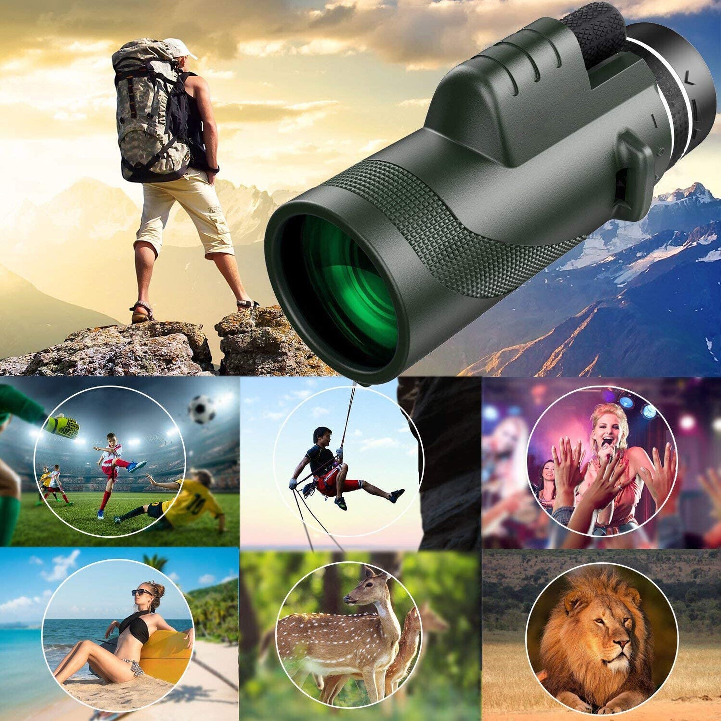 Smartphone Telescope Lens Monocular 50X60 Zoom Optical HD+ Tripod + Clip