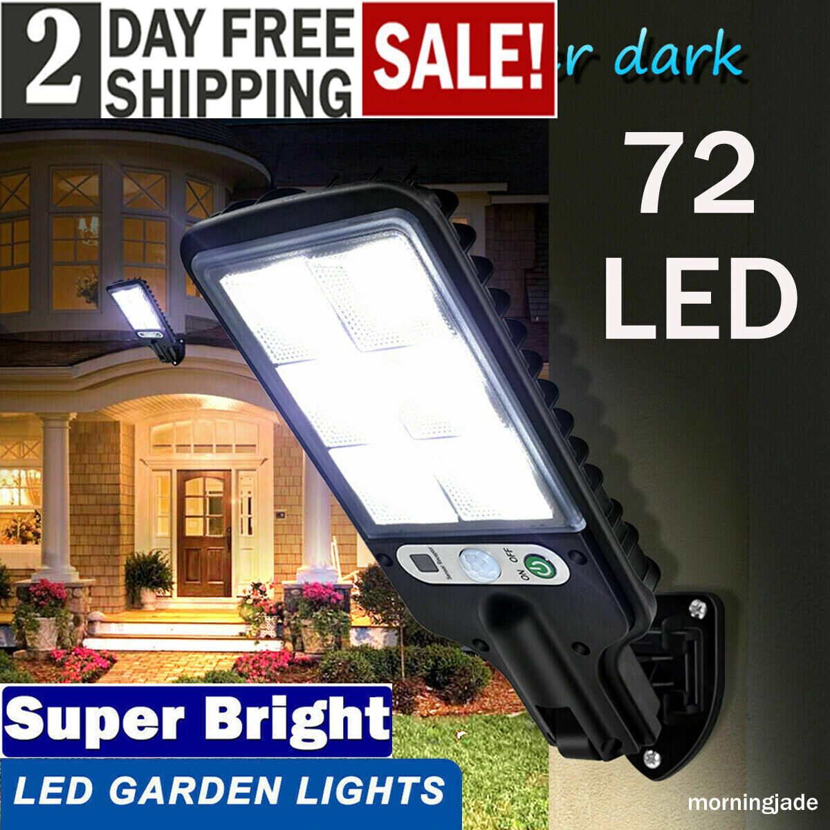 600W LED Solar Flood Light Motion Sensor Security Outdoor Wall Street Lamp