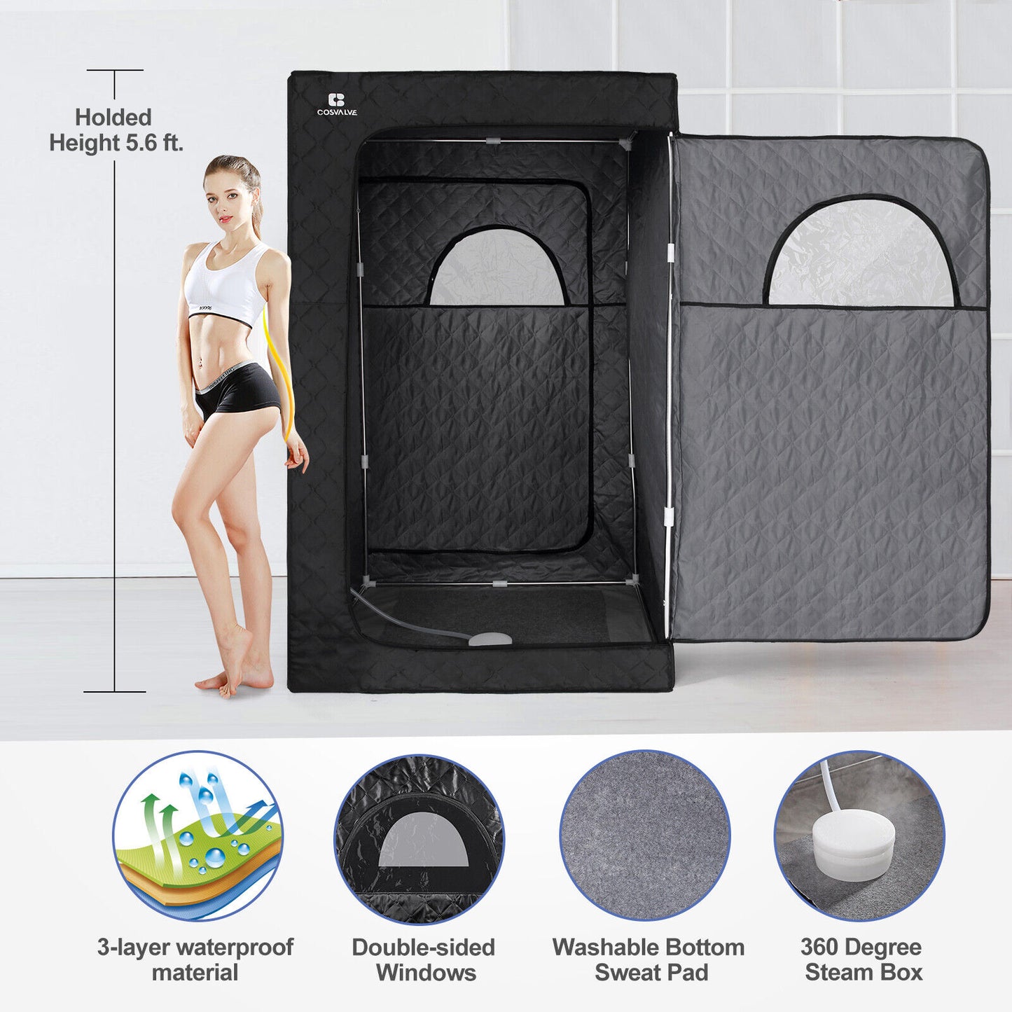 Portable Steam Sauna Heated Home Spa Detox Therapy 2.6L 1000W