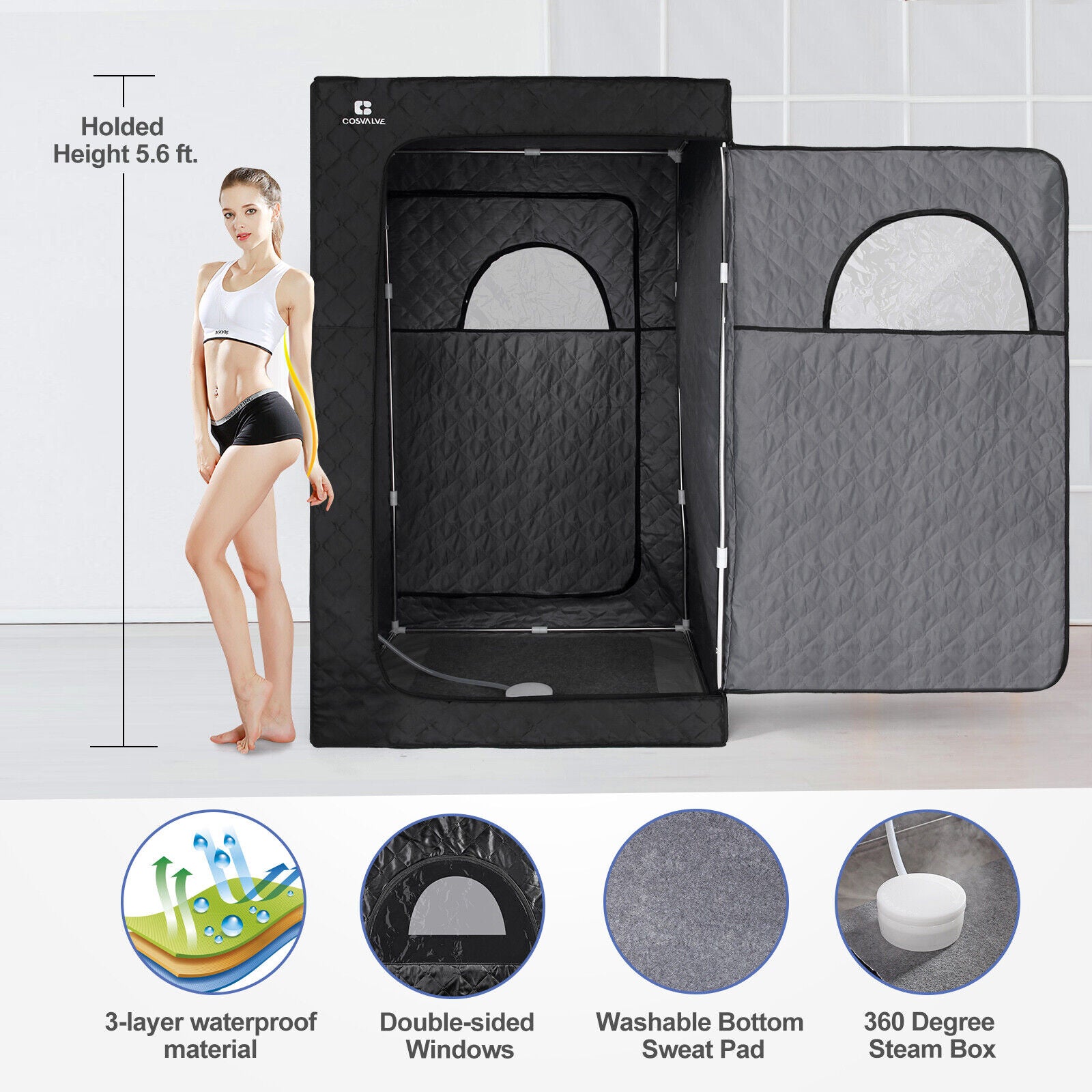 Portable Steam Sauna Heated Home Spa Detox Therapy 2.6L 1000W