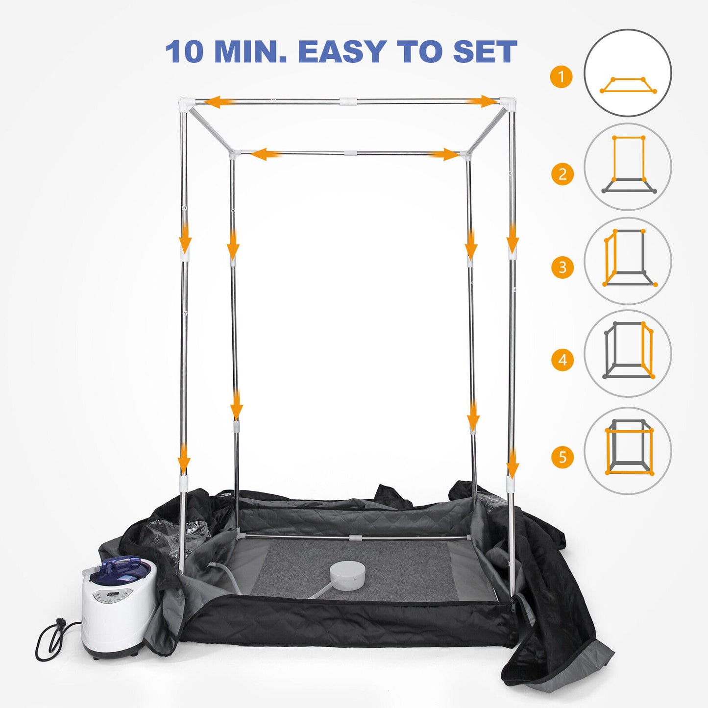 Portable Steam Sauna Heated Home Spa Detox Therapy 2.6L 1000W