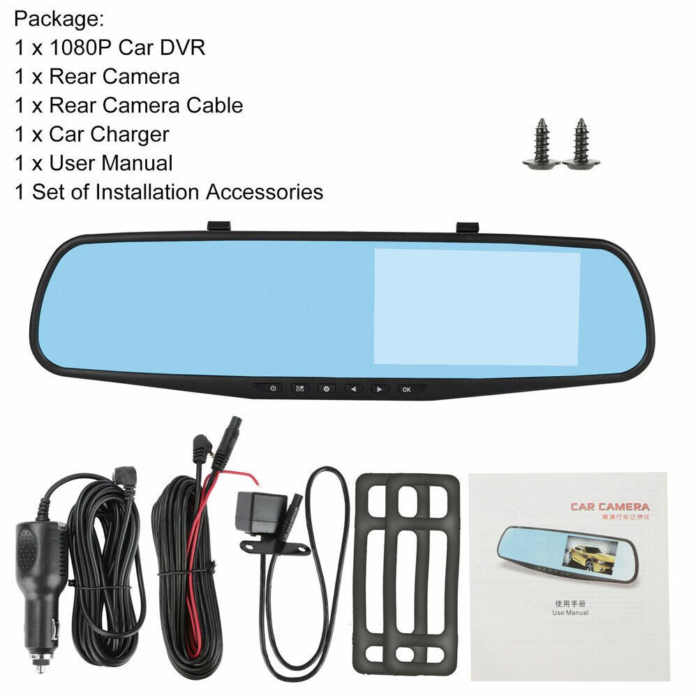 Rearview Mirror Car DashCam DVR Dual Dash Cam