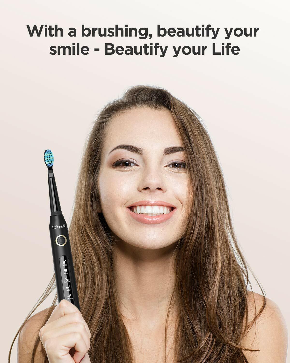 Professional Electric Toothbrush with 8x Heads Kit Waterproof