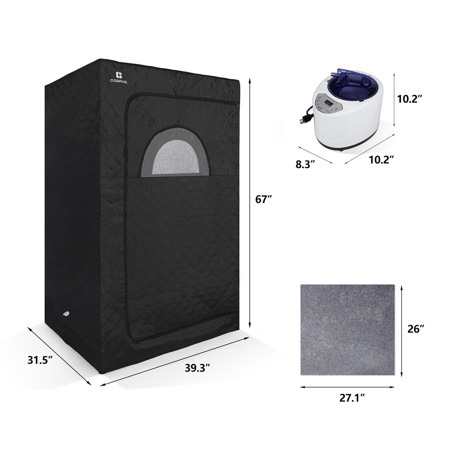 Portable Steam Sauna Heated Home Spa Detox Therapy 2.6L 1000W