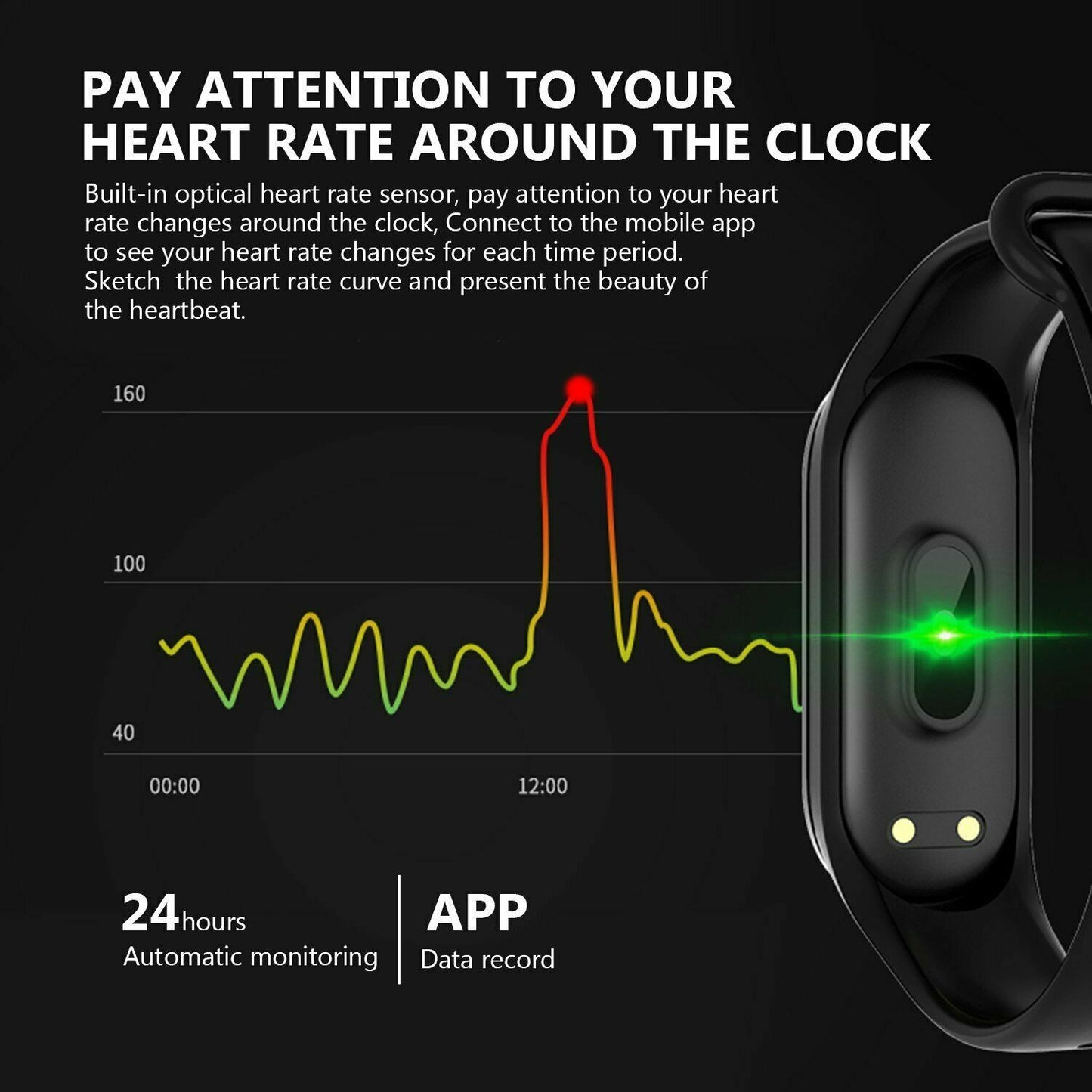 Smartwatch Heart Rate Blood Pressure Monitor Activity Tracker
