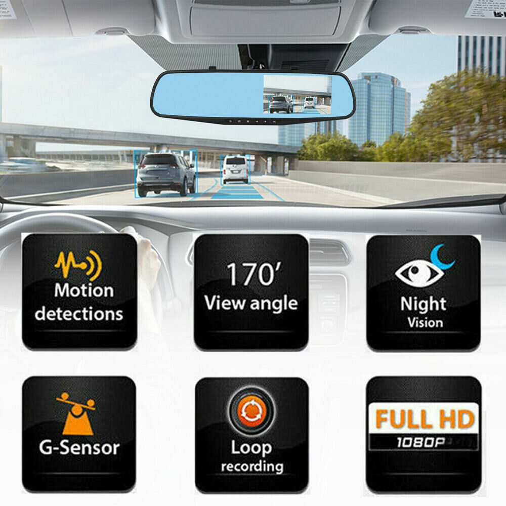 Rearview Mirror Car DashCam DVR Dual Dash Cam
