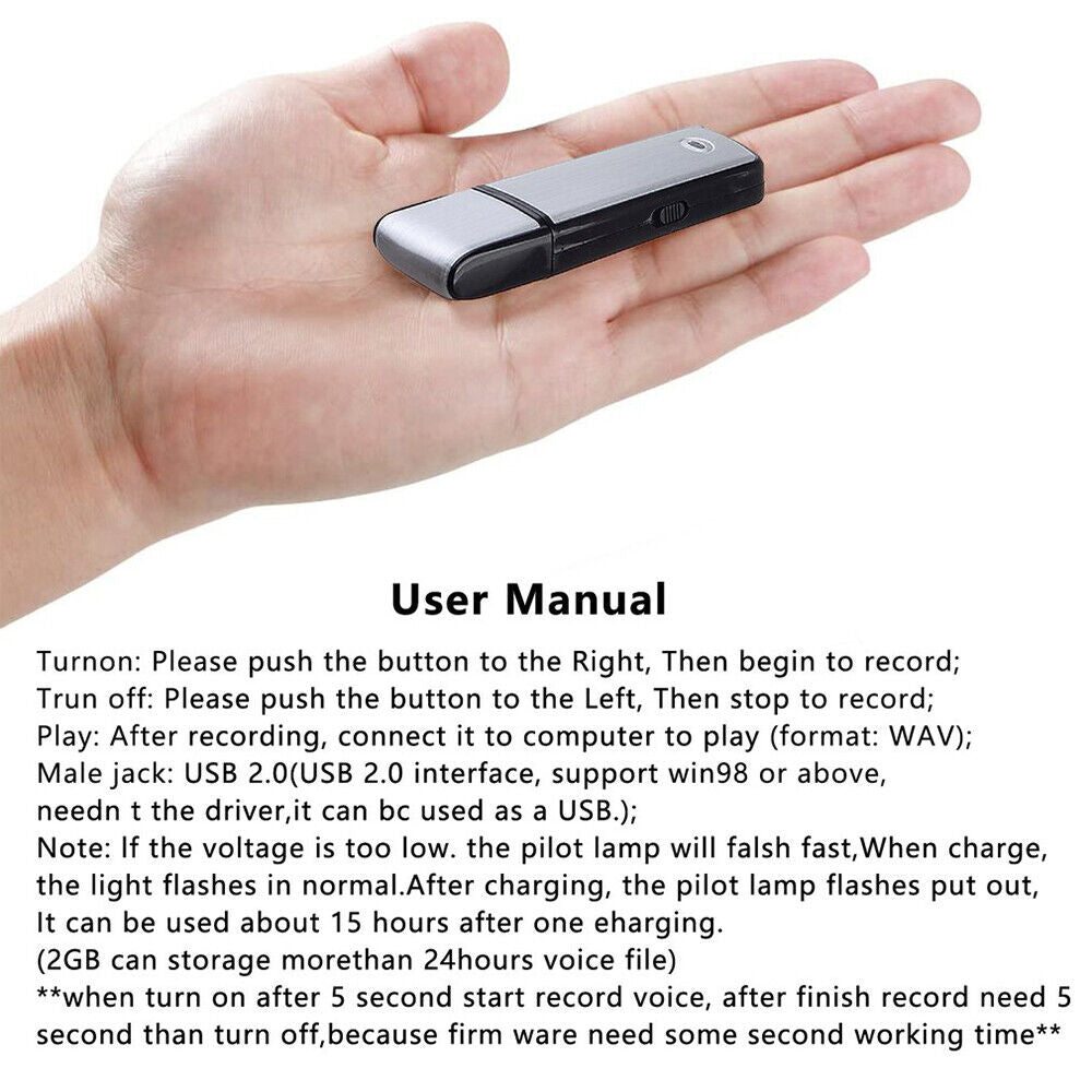 Portable USB Voice Recorder 13h+ Recording