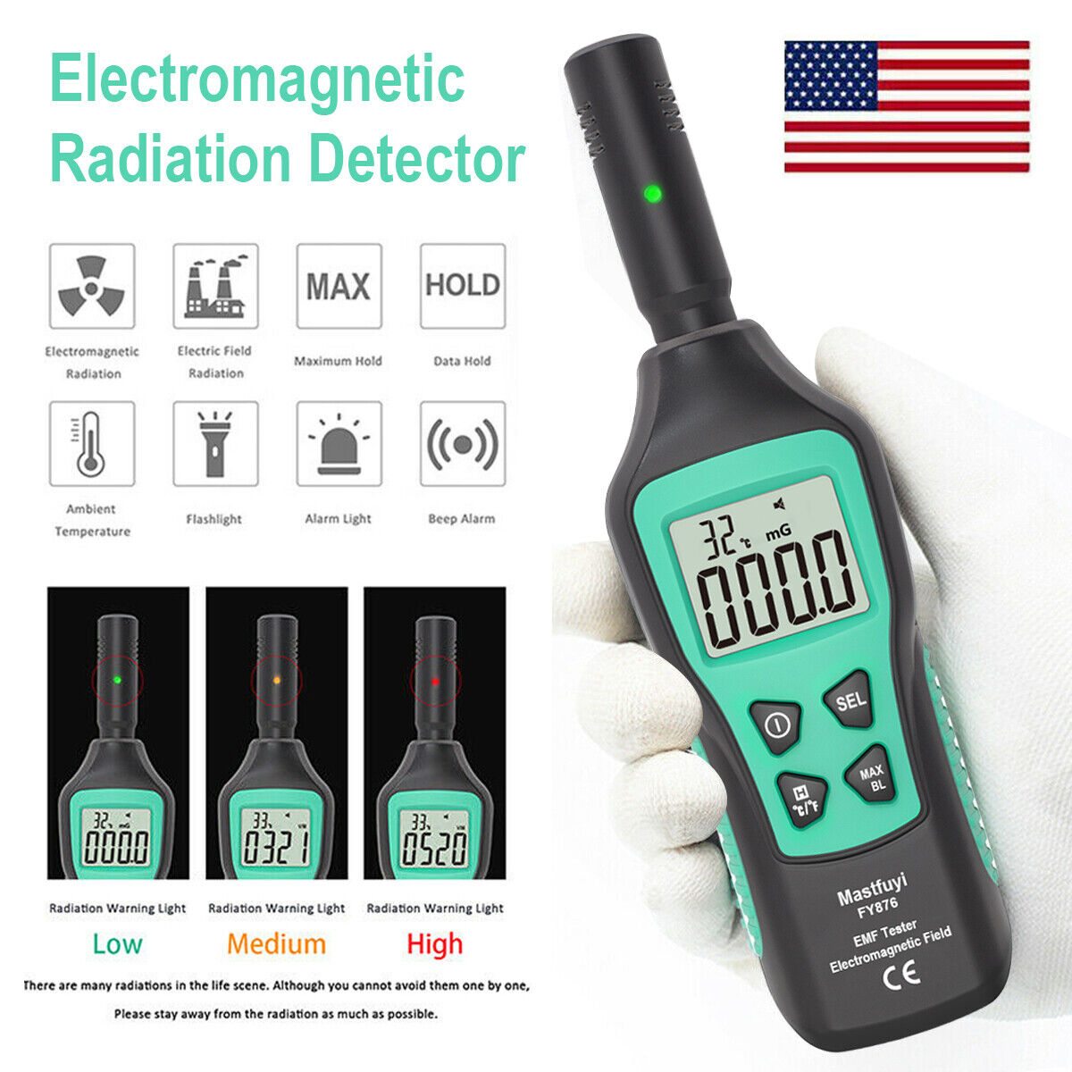 Radiation Detector Dosimeter EMF Meter Electromagnetic Geiger Counter