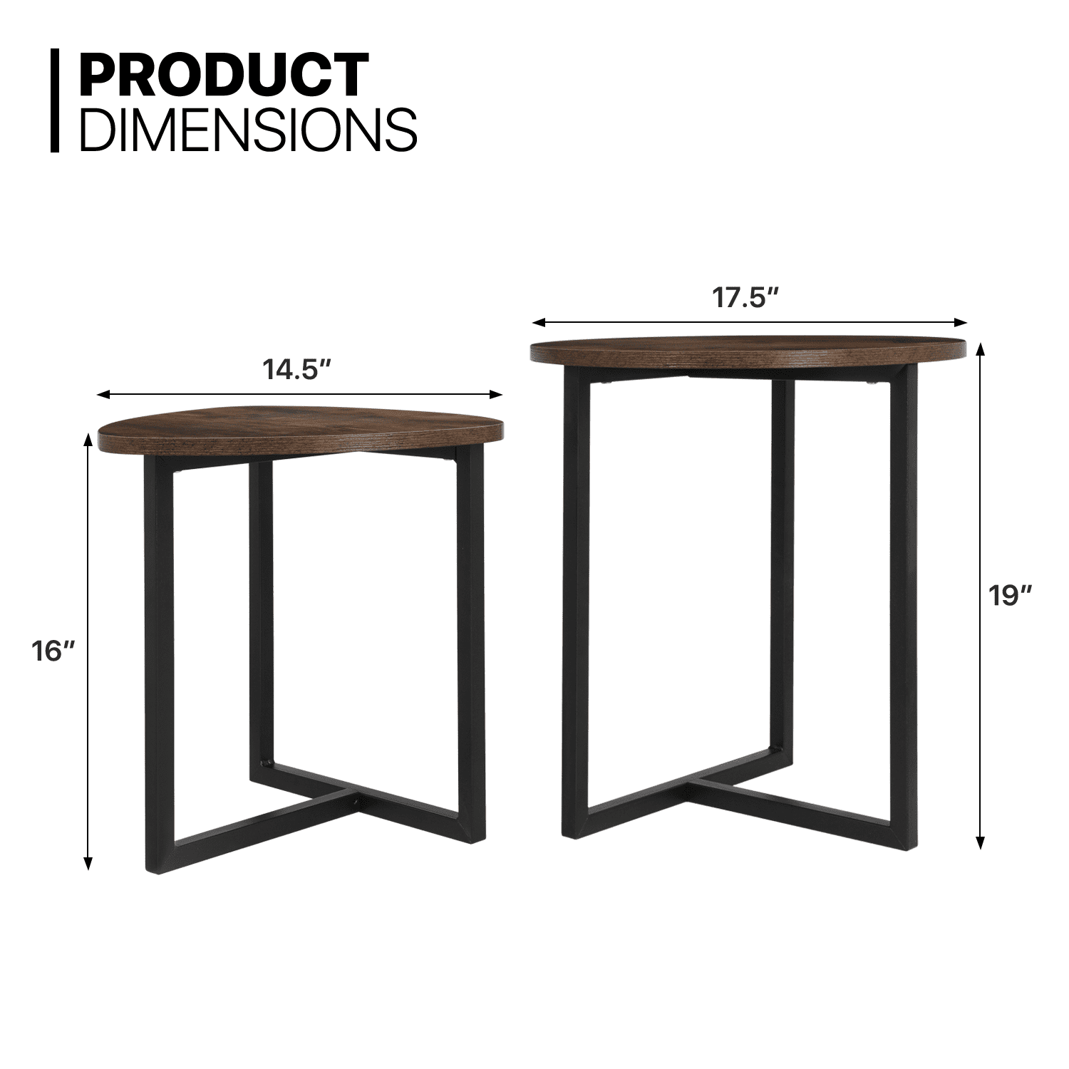 Set of 2 Nesting Coffee Side Table Home Tea Desk Round Triangle Wooden Tabletop