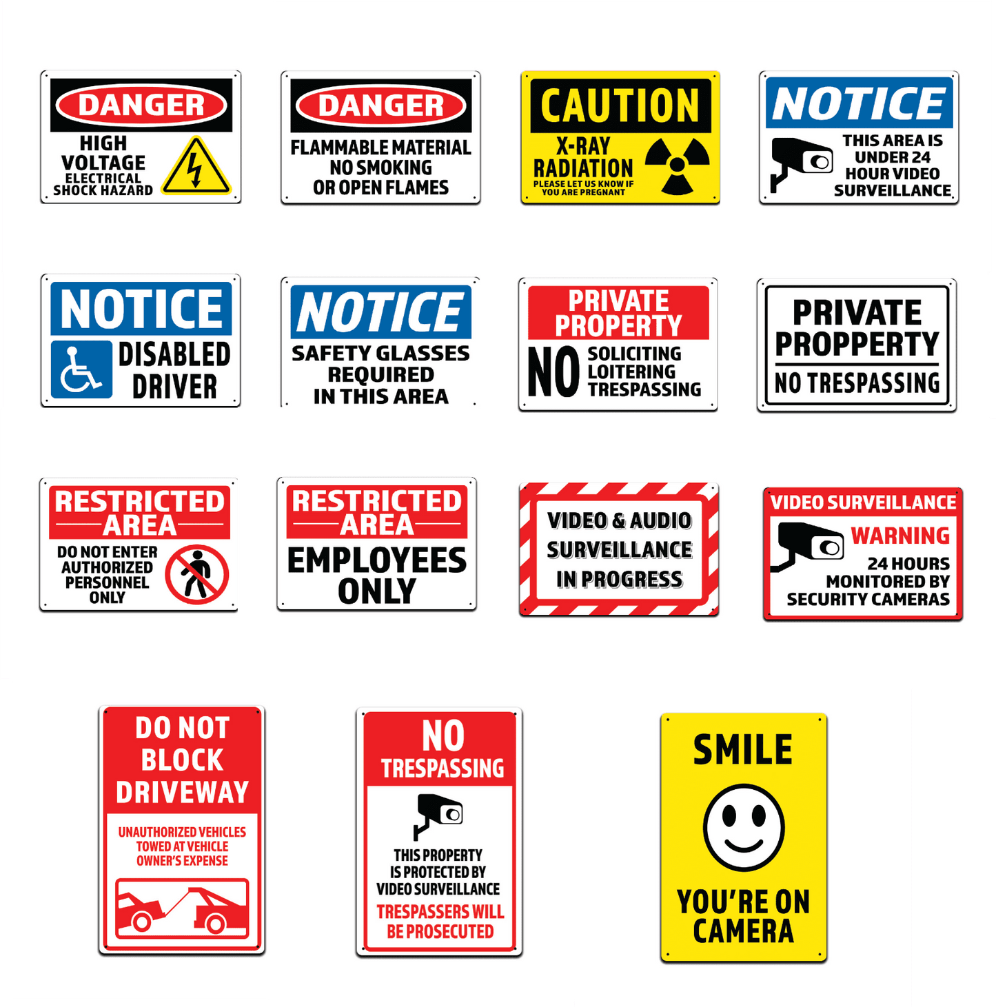 Warehouse Workplace Safety Policy Notice Aluminum Metal Multiple Variation Sign