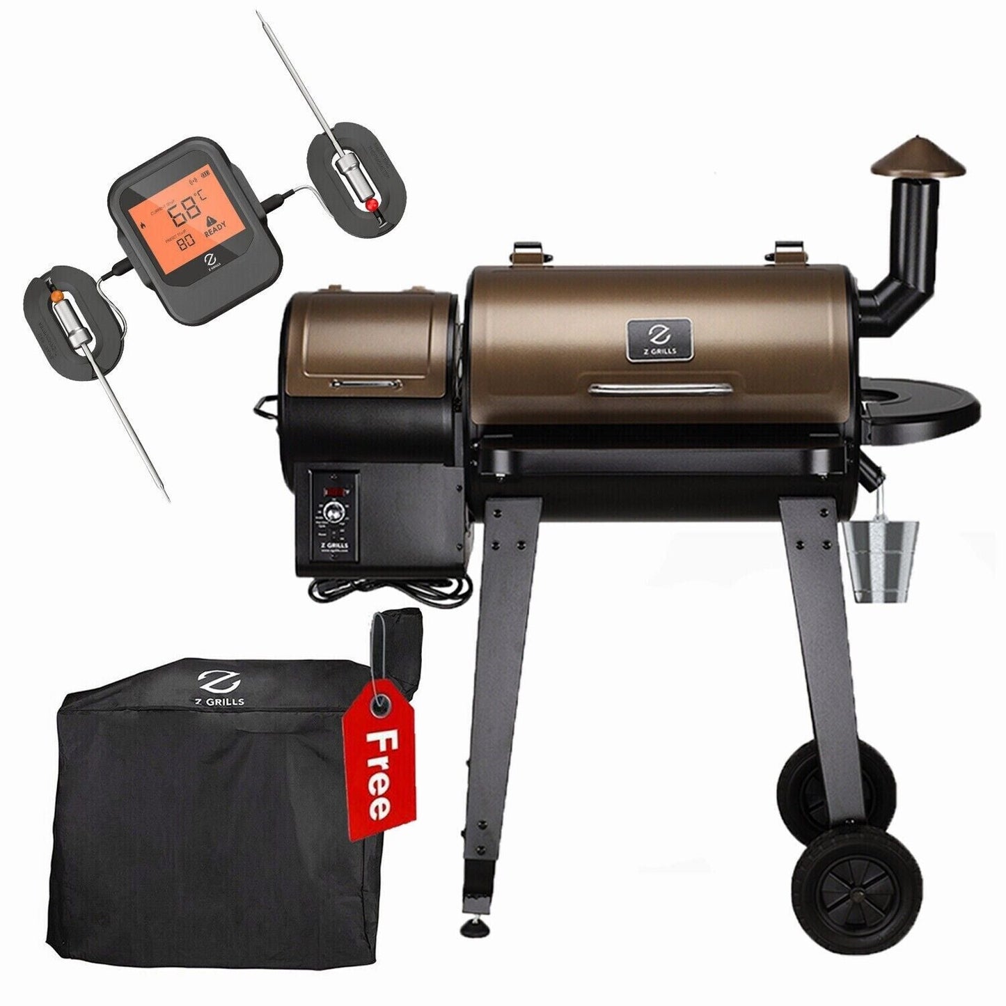 Z GRILLS ZPG-450A Wood Pellet Grill BBQ Smoker Digital Control with Smart Probe