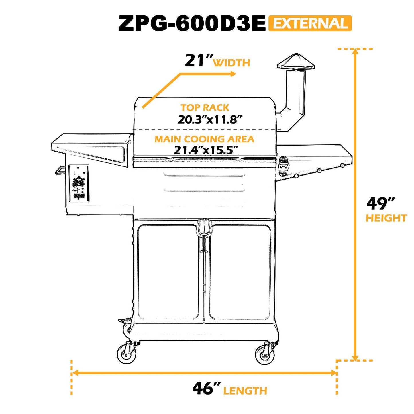 Z GRILLS ZPG-600D3E Wood Pellet Grill BBQ Pizza Oven Digital Control 572sq. in.