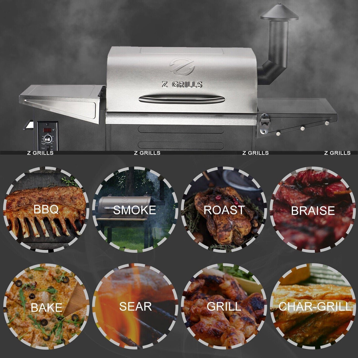 Z GRILLS ZPG-600D3E Wood Pellet Grill BBQ Pizza Oven Digital Control 572sq. in.